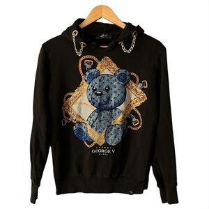 George V‎ Paris Couture Men’s Teddy Hoodie (Black Baby Blue). Size S